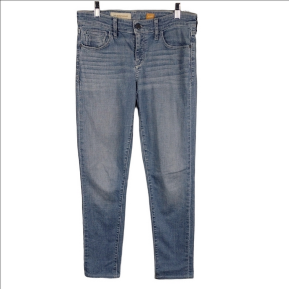 Pilcro Denim - Pilcro and the Letterpress Blue Light Wash Whiskering Mid Rise Straight Leg Jean